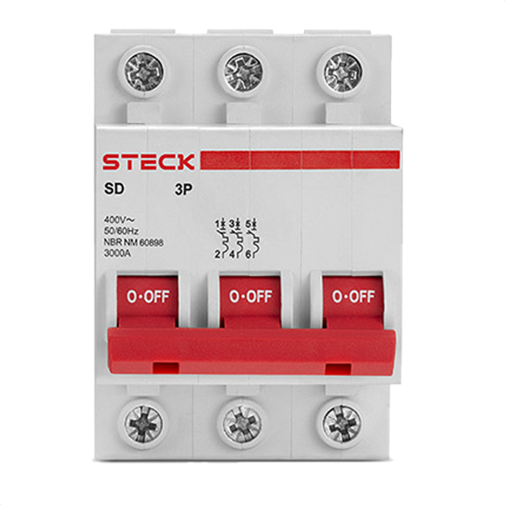 Disjuntor Serie Sd63 4A 3P 400V Curva C 3Ka Steck Sdd63C04