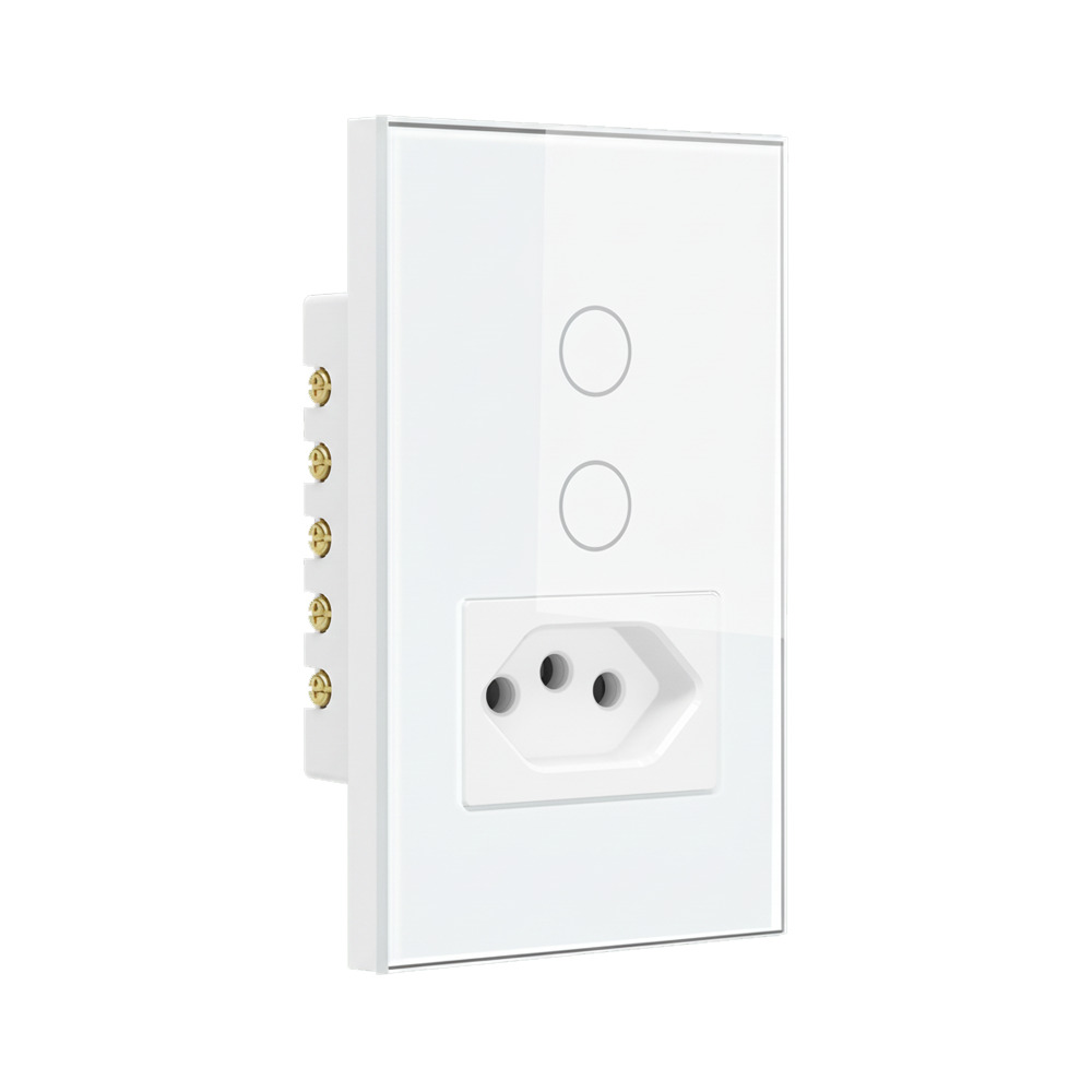 Interruptor Steck Ambiente Conectado 4X2" 2 Módulos + 1 Plug Touch Branco Wi-Fi